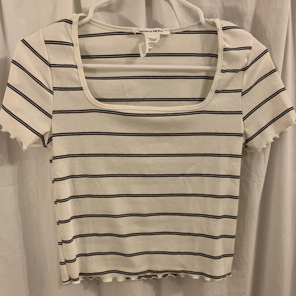black and white striped crop top